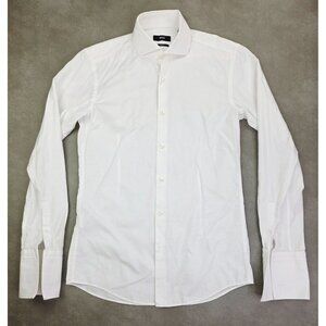 Hugo Boss Slim Fit Size 15 Euro 38 Mens White French Cuff Spread Collar Shirt